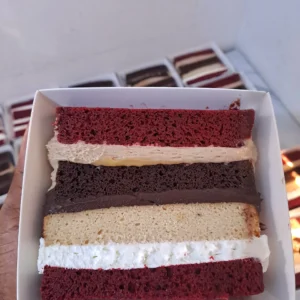 Triple delight cake slice